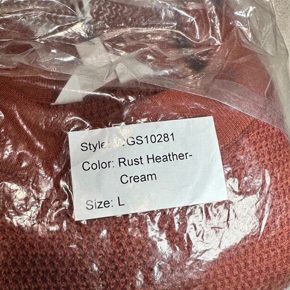 Market & Spruce Size Large Tawnee Cotton Waffle Stitch Sweater Neutral Layering - Picture 14 of 15